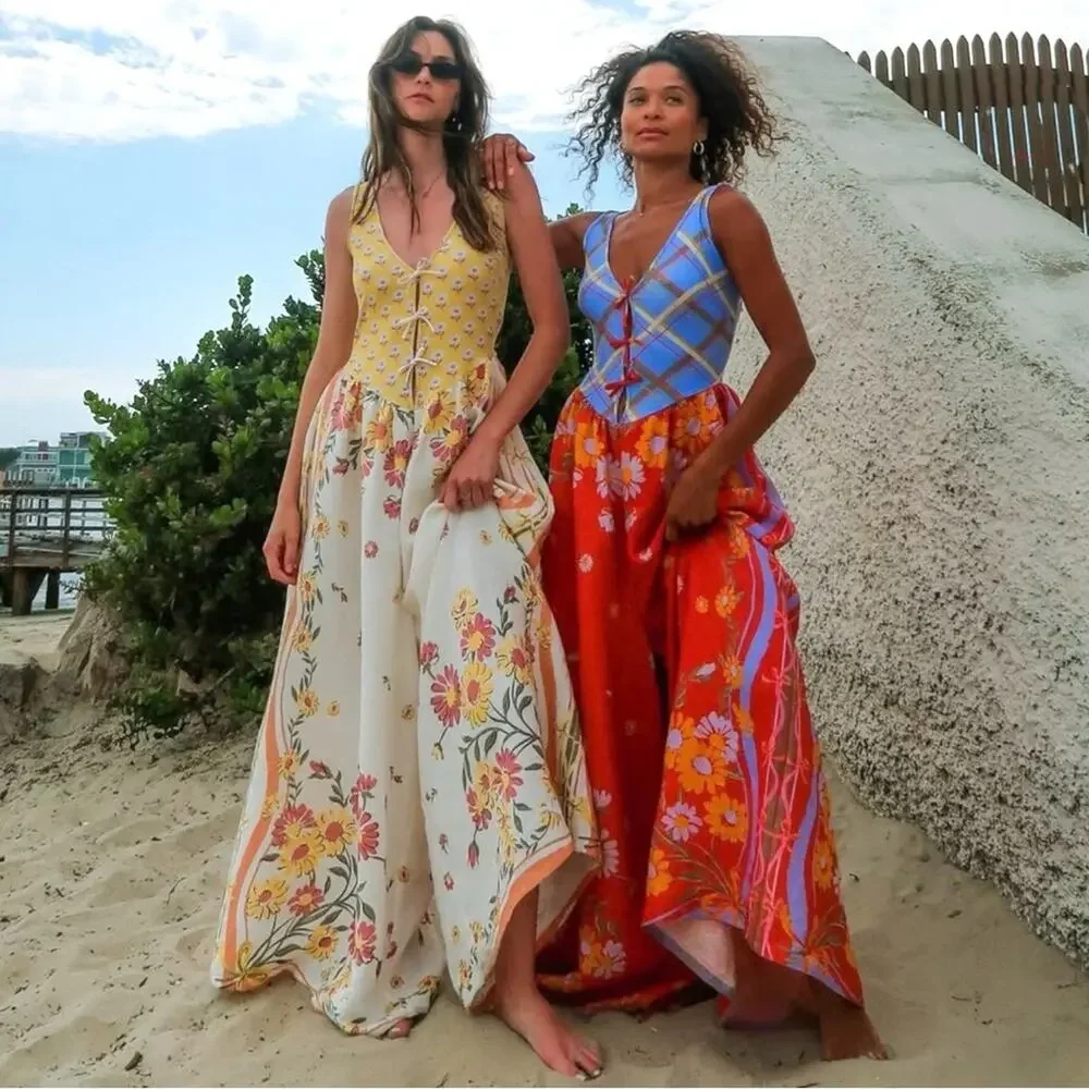 Free People Linen Bali Honeydew Jumpsuit in Fiesta Combo Size Small NWT Bohemian